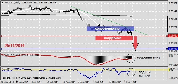 Австралиец потерпел крушение и идет на дно! Анализ по AUDUSD на 25.11.20141